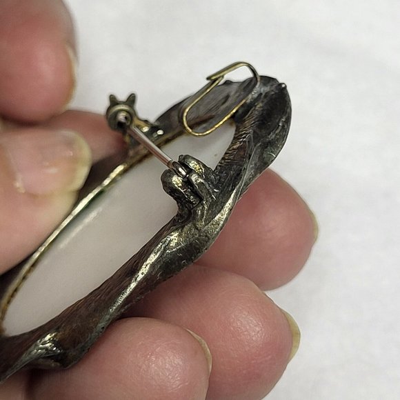 Silver Tone Asian Cherry Tree Metal Twisted Rope  Edge Pin Brooch 2" Tall ...403 - Picture 5 of 7